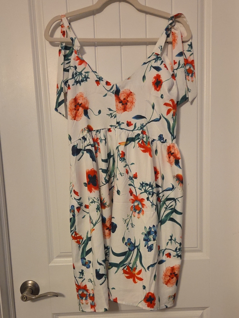 White Floral Tie-Shoulder Sundress